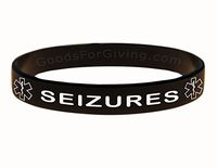 Seizures ID Bracelet Wristband - Black - 8-1/4 Inches - Large