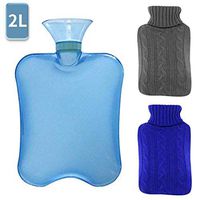 YAMY Hot Water Bottle with Knit Cover, 2L Warm Water Bag Classic Rubber Hot Transparent Water Pouch Hot Water Bag for Pain Relief from Arthritis,Headaches,Hot & Cold Therapies (A)
