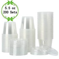 [200Sets-5.5oz] Clear Plastic Disposable Portion Cups with Lids, Souffle Cups, Condiment Cups,Jello Shots, Slime & Medicine Premium Small Plastic Containers