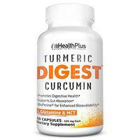 Health Plus Turmeric Digest - 95% Curcuminoids + L. Glutamine + MCT + Bioperine - Dietary Supplement, Detox, Natural Herbal Ingredients (30 Capsules, 30 Servings)