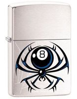 Zippo Lighter - 8-Ball Spider Brush Chrome