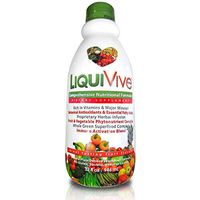 LiquiVive Liquid Vitamins Vegetarian Dietary Mega Supplement | Daily Multivitamin Superfood Immune Support Immunity Booster | with Vitamin C D3 A B12 E K | 99.9% Vegan Non-GMO Gluten Free 32 fl oz