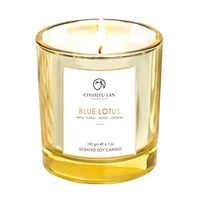 Chloefu LAN Scented Candle Blue Lotus Long Burning (40 hours) Soy Aromatherapy Candle for Home Decorative,Best Gifts with Golden Glass (Blue Lotus)