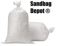 Sandbag Depot ? Sand Bags - Empty White Woven Polypropylene Sandbags w/Ties, w/UV Protection; Size: 14 x 26, Qty of 100