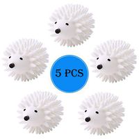 5 Pack Hedgehog Dryer Balls Reusable Laundry Dryer Balls Anti Static Eco Friendly Plastic Washing Ball Wrinkles Remover Dryer Sheets Wool Fabric Softener Alternative (White)