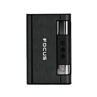 Focus Cigarette Case Dispenser with Butane Jet Torch Lighter (Holds 8) Black