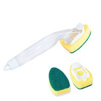 Dishwasher Brush Soap Dispensing,Liquid Detergent Dispenser Sponge,Long Handle Scrubber Dishwand Sponge Refills(25cm)