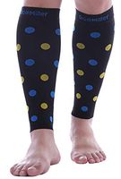 Doc Miller Calf Compression Sleeve - Polka Dots 1 Pair 20-30mmHg Support Running Recovery Shin Splints Varicose Veins (BlackBluYlw, Large)