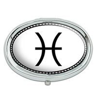 Zodiac Sign Pisces Metal Oval Pill Case Box