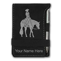 Mini Notepad, Western Pleasure Horse, Personalized Engraving Included (Black with Silver)
