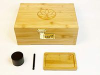 Premium Bamboo Stash Box with Combination Lock Gift Set for Tobacco or Keepsakes. Comes with Rolling Tray, and 4 Piece herb Tobacco Grinder