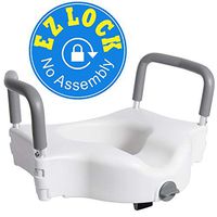 Vaunn Medical Elevated Raised Toilet Seat & Commode Booster Seat Riser with Removable Padded Grab bar Handles & Locking Mechanism
