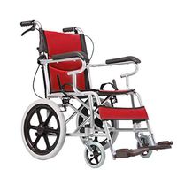 Yjyly Wheelchair Folding Wheelchair Aluminum Hand Brake Scooter Light Elderly Disabled Trolley Attendant-Propelled Wheelchair Can Bear 100kg Lightweight propelled (Color : Red)