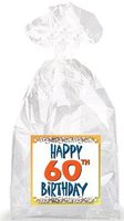 Happy 60th Birthday Birthday Party Favor Bags with Ties - 12pack