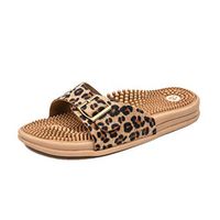 Revs Premium Reflexology Massage & Acupressure Sandals with Stylish Leopard Upper, Vegan. Shock Absorbing, Cushion Sole with Orthotic Arch. Wear for Better Health, Comfort & Style.