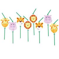 amscan International 9901928 Jungle Friends Plastic Straws