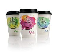 Coffee Cups With Lids, 12 OZ Paper cups, Disposable Hot Cups, They also Comes as a Variety Pack, Double Wall No Sleeves Needed, Take Your Coffee Cups To Go (50) Count - By Kingly