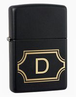 Zippo Black Matte with Nameplate Windproof Lighter with Initial"D"