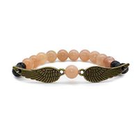 Bivei Lava Rock Stone Essential Oil Diffuser Bracelet - Healing Crystal Gemstone Beads Inspirational Bracelet, Believe, Love(Angel Wing-Sun Stone)