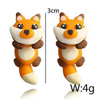 1Pair New Lovely Animal Jewelry Fox Earrings 3D Cartoon Polymer Clay Ear Stud Best Good Jewerly Fine Accessories Women Fashion Stylish Design Cheap Designer