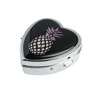 COWGOGO Pineapple Custom Design Fashion Silver Heart Shaped Glass Pill Case Decorative Metal Pill Box