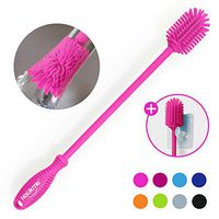 Holikme Silicone Bottle Brush Bottle Cleaner for your Bottles Vase and Glassware Best Water Bottle Cleaning Brush for Washing Containers Rose Red