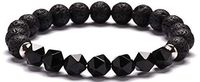 The Wolf Tavern Men and Women 8 mm Natural Lava Rock Stone Elastic Bracelet – Faceted Chakra Energy Aromatherapy Oil Diffuser – Natural Anxiety and Stress Relief Elastic Bracelet
