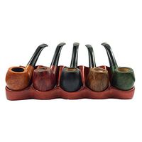 Sundlight New Wooden Pipe Stand Rack Holder for 5 Pipes Tobacco Pipe Holder fit Men