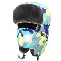 Theoylos Children's Winter Bomber Hats Warm Thicken Hat Hunting Hat for Boy and Girl Ear Warm Hat Ski Cap Black