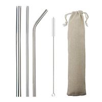 JANKNG 3 Pieces 304 Stainless Steel Metal Straws Set, 8.5 Inch Extra Wide Milkshake Bubble Reusable Drinking Straws for 20oz Tumblers Yeti Rumblers Cold Beverage, Silver