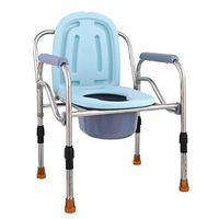 WLDQ Commode Chair,Toilet Chair Folding Self Propelled Wheelchair with Brake,Light Transport Aluminum Alloy Folding Transit Travel Wheelchai