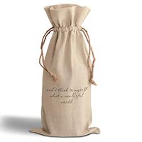 Cotton Custom Wine Gift Bag What A Wonderful World Inspiration & Motivation Life Housewarming & Party Accessories Natural Canvas Drawstring Design Only