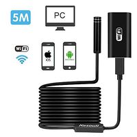 Wireless Endoscope, Kesouli Wireless WiFi Endoscope 2.0 MP HD Waterproof Inspection Camera with 8 Adjustable LED Lights for Android, iOS and Window System - 5M (Black)