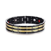 HiTreasure Power 4 Elements Gold Black Titanium Steel Magnetic Therapy Bracelet for Arthritis Carpal Tunnel Men Women