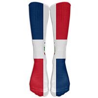 WeiGin Men's Novelty Dominican Republic Flag Funky Outdoor Sport Calf High Long Socks Athletic Crew Socks