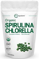 Organic Chlorella Spirulina 3000MG, 720 Tablets, 120 Servings (4 Months Supply), Rich in Prebiotics, Immune Vitamins, Chlorophyll, Fiber, Proteins and Support Immune System, No GMO and Vegan Friendly