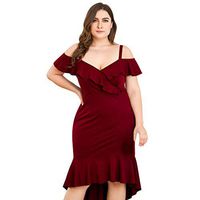 Jocund Women's Party Dress Plus Size V-Neck Ruffled High Waist Skirt Sling Sexy Fishtail Dress