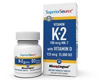 Superior Source MicroLingual Vitamin K2 100 mcg (MK-7) & Vitamin D3 125 mcg (5,000 IU) Instant Dissolve Tablets 60 Count
