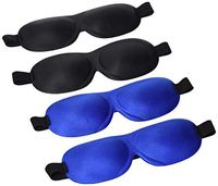 Juvale 4-Pack Eye Masks for Sleeping, Comfortable Lightweight 3D Contoured Blackout Sleep Shade Eye Covers, Black and Blue