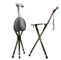W-ONLY YOU-J Foldable Cane Stool Multifunctional Elderly Walking Stick Radio Cane Retractable Folding Chair Intelligent Walking Stick Stool