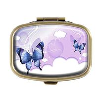 Top A Butterfly Custom Personalized Square Pill box Decorative Box Vitamin Container Pocket Or Wallet (Butterfly-8)