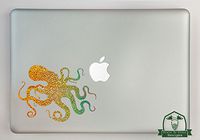 Kraken Octopus Specialty Vinyl Decal Sized to Fit A 11" Laptop - Gold Metal Flake