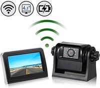 EWAY WiFi Wireless Magnetic Trailer Hitch Backup Rear View Camera & 4.3" LCD Monitor Safety Battery Powered Dash Cameras for Travel Trailer/Fifth Wheels/RV/Camper Car, Removable Guideline