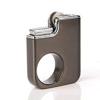 Metal Ring Buckles Refillable Butane Gas Cigar Cigarette Flint Wheel Lighter Black