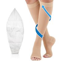 Compression Socks 20-30mmHg Open Toe with Free Auxiliary Wear Socks Sleeve Professional Care for Ankle,Varicose Veins, Calf Edema Pain Relief Suitable for Nurses Maternity Flight Travel Men Women XXL