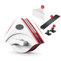 33-Piece Set Double-Sided Magnetic Window Cleaner,Glass Wiper Household Cleaning Tools with Anti-Falling Rope,for High-Rise Double Glazed Windows,Red,3~8MM