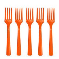 Premium Heavy Weight Plastic Forks | Orange Peel | Pack of 48 | Party Supply