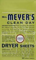 Mrs. Meyers Dryer Sheets - Lemon Verbena Sheets 80-Count (Pack of 12)