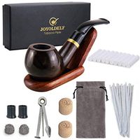 Joyoldelf Wooden Tobacco Smoking Pipe Set - Smoking Pipe with Wood Stand Holder, Smoking Accessories, Bonus a Pipe Pouch & Gift Box