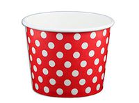Black Cat Avenue Paper Ice Cream Cups, Polka Dot, Red, 12 Ounce, 50 Count